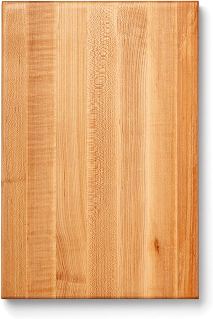 John Boos R-Board Series Rectangular Wooden Maple Cutting Board 18”x12” – 1.5” Thick, 10-lb Reversible Butcher Block with Edge-Grain & Finger Grips – Made in the USA