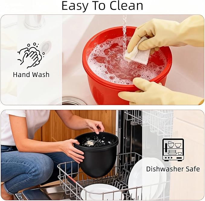 Kitchen Silicone Bowl Insert – Upgraded Non-Slip Silicone Mixer Bowl Liner for Tilt-Head 5 Qt Stand Mixers with Lid, Dishwasher & Microwave Compatible (red)