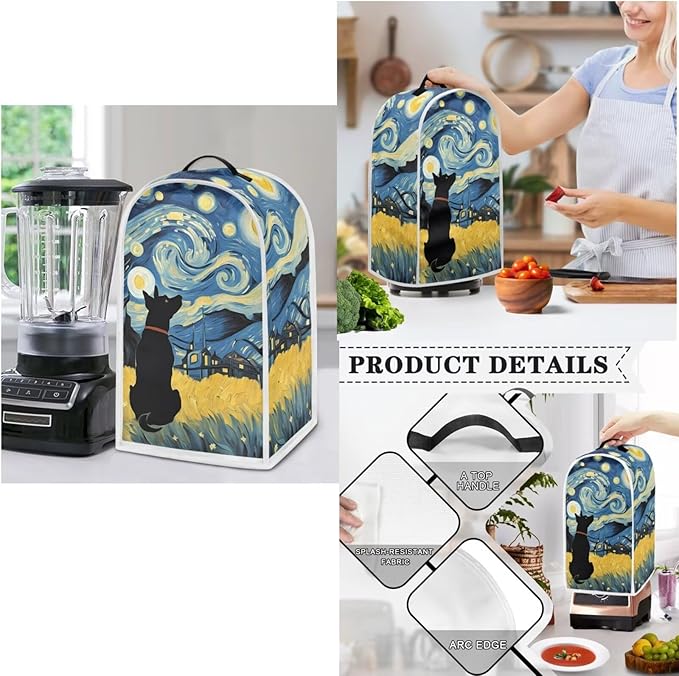 Starry Night Dog Reusable Toaster Cover Juicer Blender Cover Slow Cooker Cover Set, Crock Pot Cover Bread Machine Dust Cover Fits for Most Standard 4 Slice Toasters,Home Decoration (Blue)