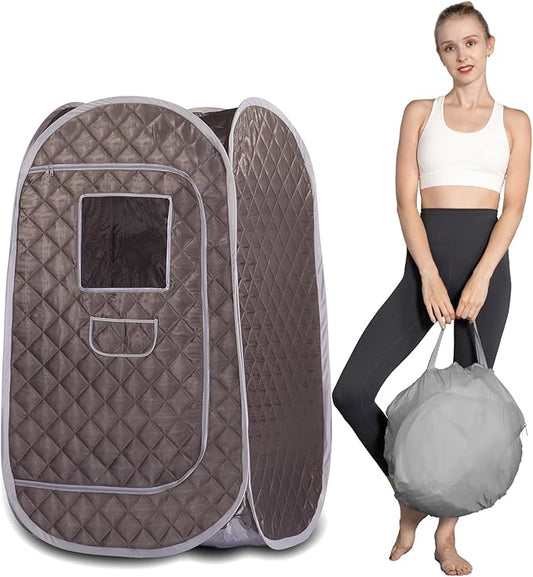 Smartmak Portable Steam Sauna Tent, Full Body Foldable One Person Spa Room for Detox Therapy Without Steamer (33.49 * 33.49 * 55.16in Darkgrey)