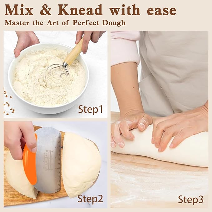 Complete Sourdough Baking Kit with Proofing Baskets, Starter Jar & Tools – All-in-One Bread Making Kit for Beginners & Artisan Sourdough Bread Baking Supplies with Bread Lame, Scrapers & Bags