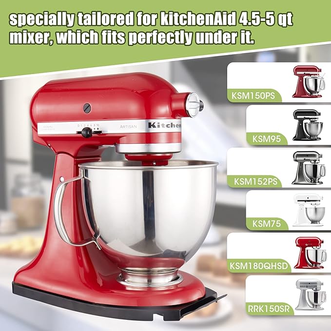 Mixer Sliding Tray for Kitchenaid 4.5-5 Qt Tilt-head Stand Mixer - Metal Rolling Tray Kitchen Countertop Appliance Slider Storage Moving Caddy with Wheel for Kitchen Aid 4.5-5 Qt Mixer