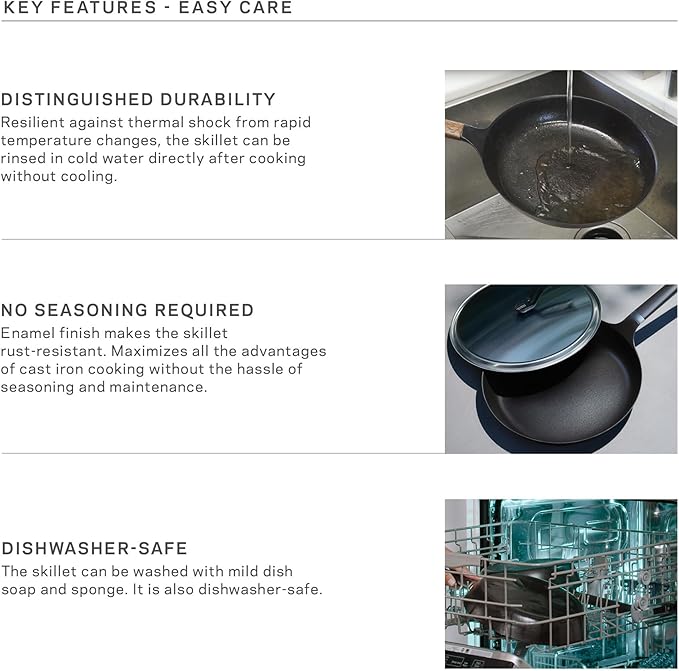 Vermicular Oven-Safe Skillet with Stainless Steel Lid | 20cm (7.9”) | Aluminum Handle | Lightweight Enameled Cast Iron Pan with Non-Toxic Enamel Finish | Induction-compatible | Made in Japan