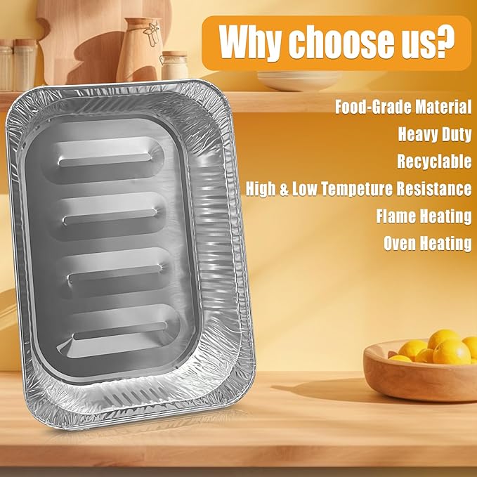 YLT WAX 12x16 Aluminum Foil Pans, 50 Pack Disposable Full Size Large Baking Pan for Roasting, Restaurants, Cooking, Heating, Buffets