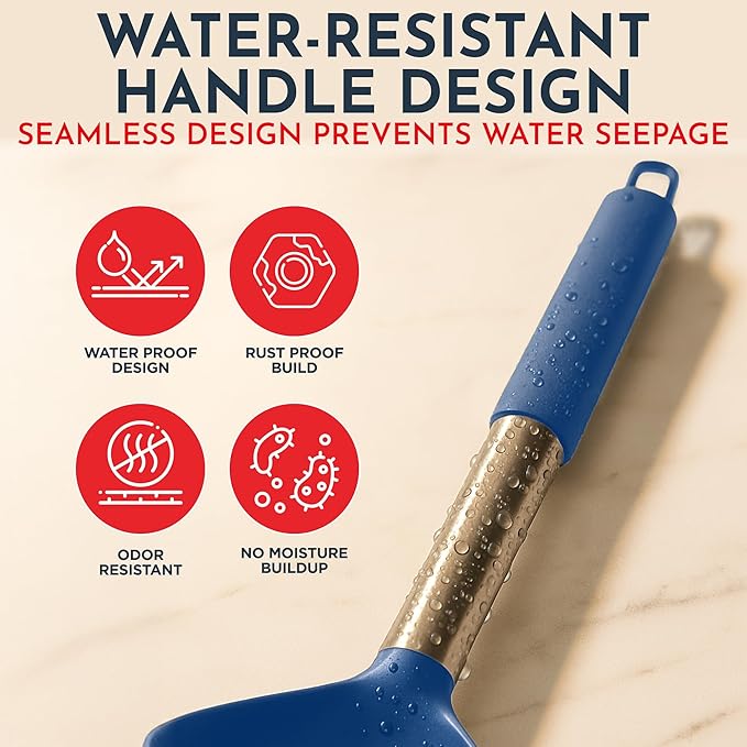 Silicone Kitchen Utensils Set 34 Pieces 450 °F Heat Resistant - Blue Cooking Utensils-Set for Nonstick Cookware - Silicone Spatulas Set, Stainless Steel Handle & Other Kitchen accessories