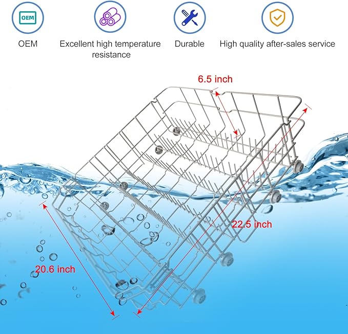 2026 Upgraded DD82-01384A Dishwasher Lower Dishrack （ Exact OEM Dimensions 22.5”x20.5” ）Assembly Replacement for Samsung Dishwasher Modle DW80R2031/DW80M2020 / DW80N3030 Series