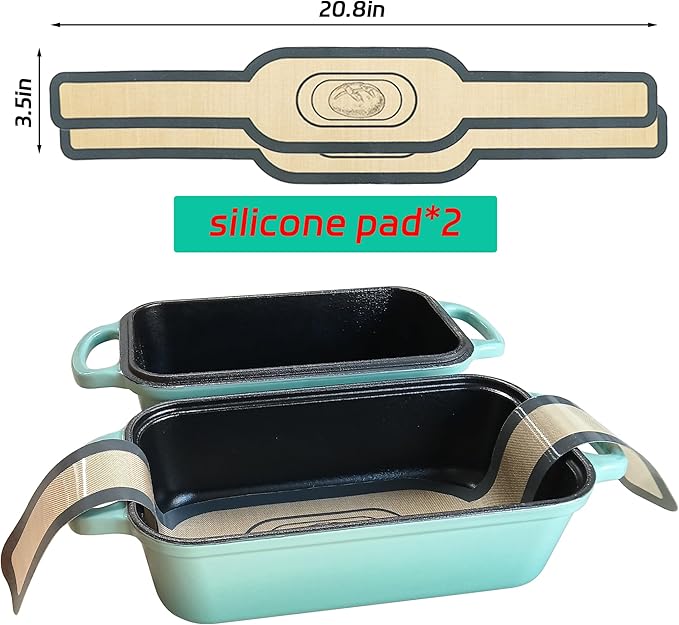 Fortune teller 2 in 1 Cast Iron Loaf Pan with 2 Silicone Bread Mats, Enamel Cast Iron Bread Pan with Lid – Sourdough Loaf Pan for Baking Bread, Heavy Duty Bread Pans for Homemade Bread