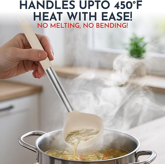 Silicone Kitchen Utensils Set 24 Pieces 450 °F Heat Resistant - Khaki Cooking Utensils-Set for Nonstick Cookware - Silicone Spatulas Set, Stainless Steel Handle & Other Kitchen accessories