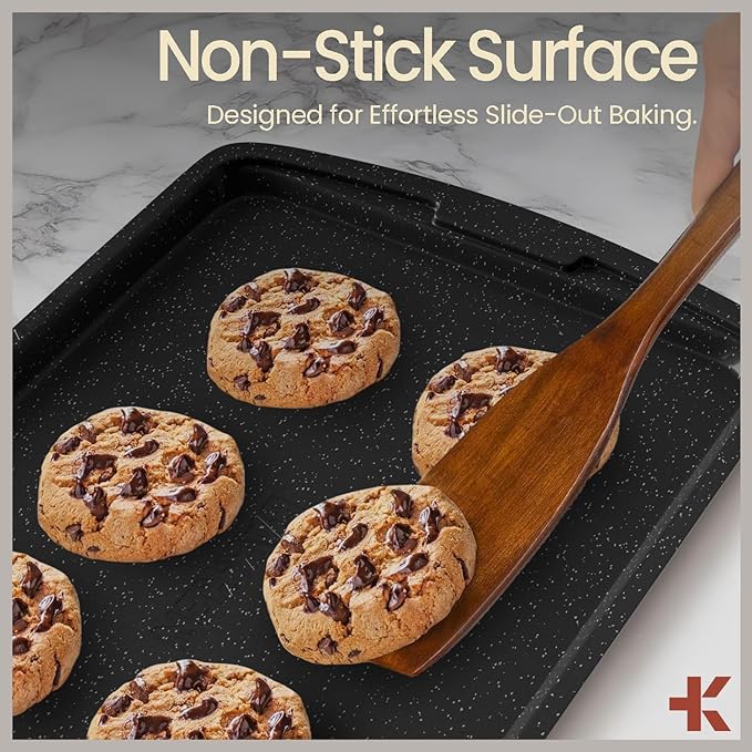 Gray Marble 10-Piece Bakeware Sets, Nonstick Carbon Steel Baking Sheet & Pans, Stackable Space-Saving Bakeware, Dishwasher Safe, Stain-resistant, PFOAPFOSPTFE Free, Oven Safe Up To 450°F (230°C)
