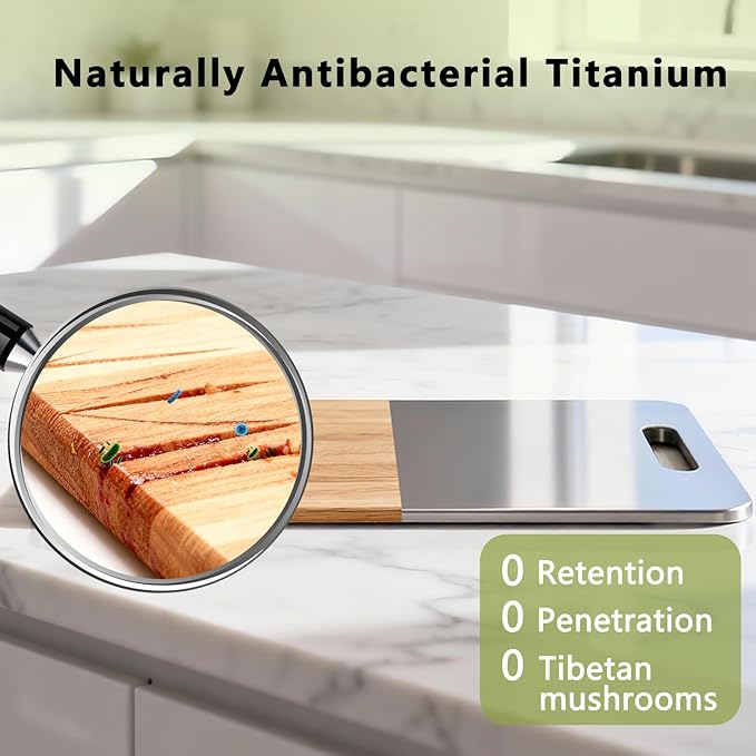 Titanium Cutting Boards For Kitchen, 100% Pure Cut Titanium Cutting Board, Food Grade Quality, Double-sided non-toxic, Easy To Clean, Dishwasher Safe And Will Not Absorb Odors(18L*10W)