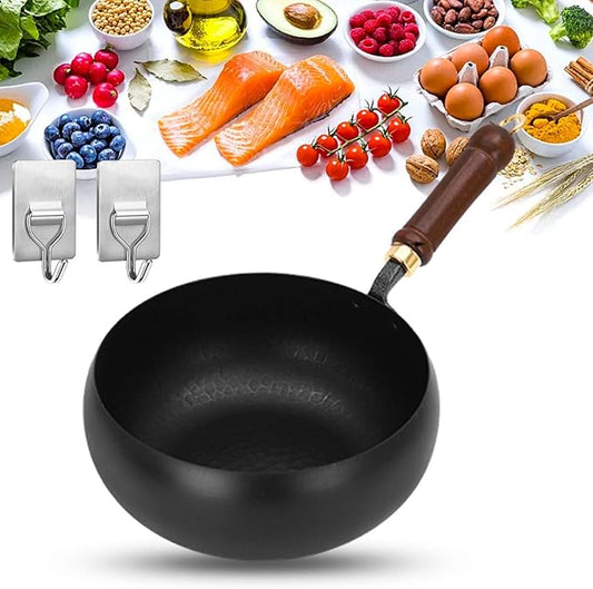 Uncoated Thick Iron Pot, Japanese Uncoating Cast Iron Pot, IronPot Pro, Multifunctional Non-Stick Cast Irons Wok with Lid, High Purity Irons Frying Pan for Cooking (Hammer, L-11in)