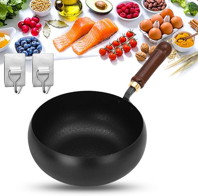 Uncoated Thick Iron Pot, Japanese Uncoating Cast Iron Pot, IronPot Pro, Multifunctional Non-Stick Cast Irons Wok with Lid, High Purity Irons Frying Pan for Cooking (Hammer, M-9.5 in)
