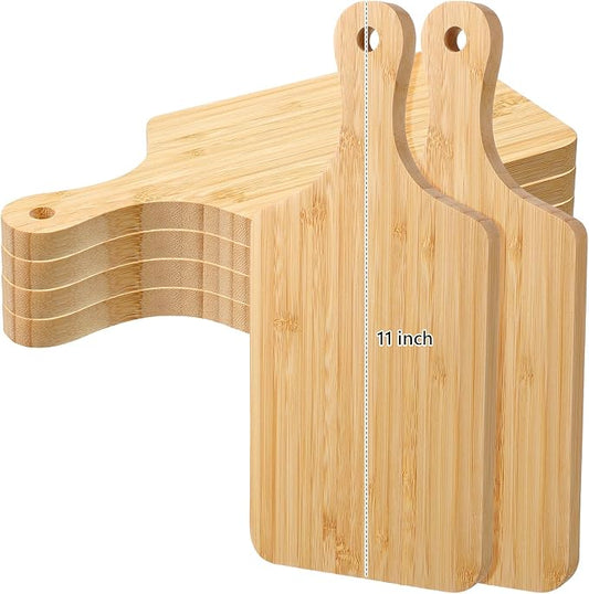 Patelai 6 Pack Thicken Bamboo Cutting Board Bulk Acacia Wood Chopping Unfinished Crafts Serving Charcuterie Boards for DIY Wedding Housewarming Gift (Bamboo Wood)