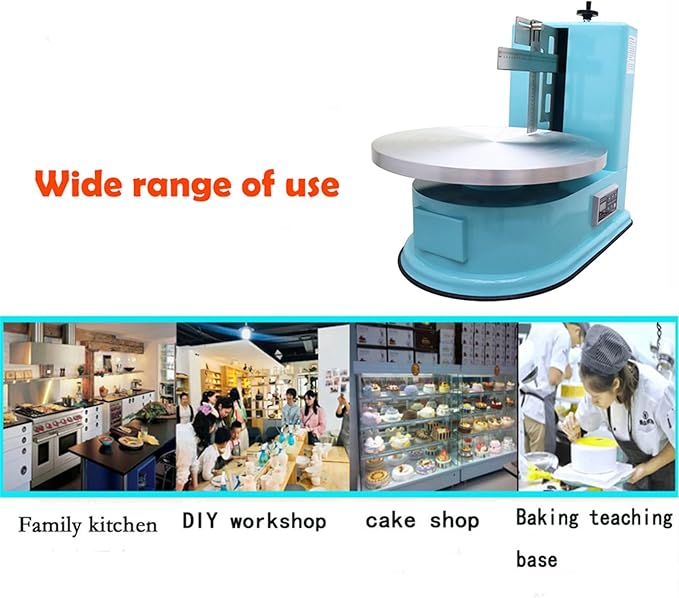 INTSUPERMAI Cake Cream Spreading Coating Smearing Machine Cake Decorating Machines Baking Tools Birthday Cake Cream Spreading Machine 110V for 4-16 inch Cake Green Color