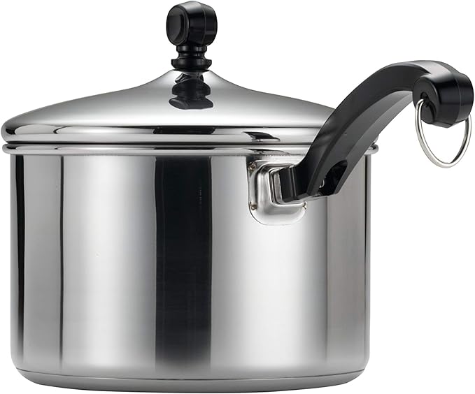 Farberware Classic Stainless Steel Sauce Pan/Saucepan with Lid,1 Quart,Silver,50000,11.2"D x 6.3"W x 4.4"H,(Pack of 4)