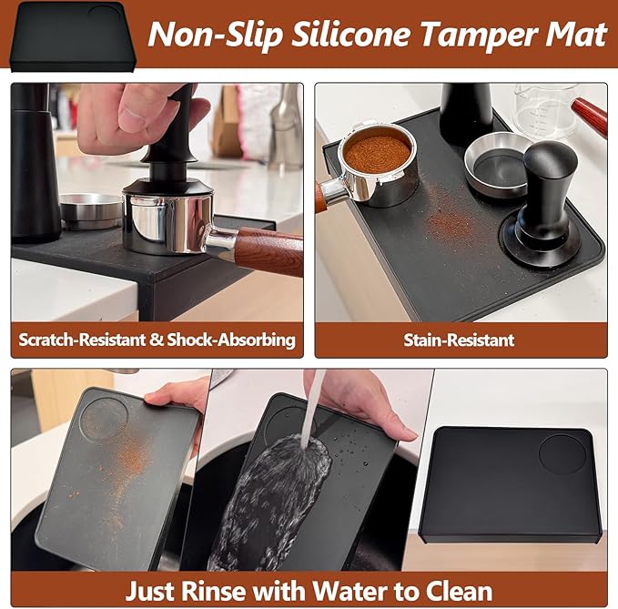 7 Pcs 53mm Espresso Accessories Kit, Spring Loaded Calibrated Tamper, WDT Tool, Coffee Measuring & Espresso Cup and Tamper Mat, Puck Screenr & Dosing Funnel, Fit 53mm Espresso Machine Accessories