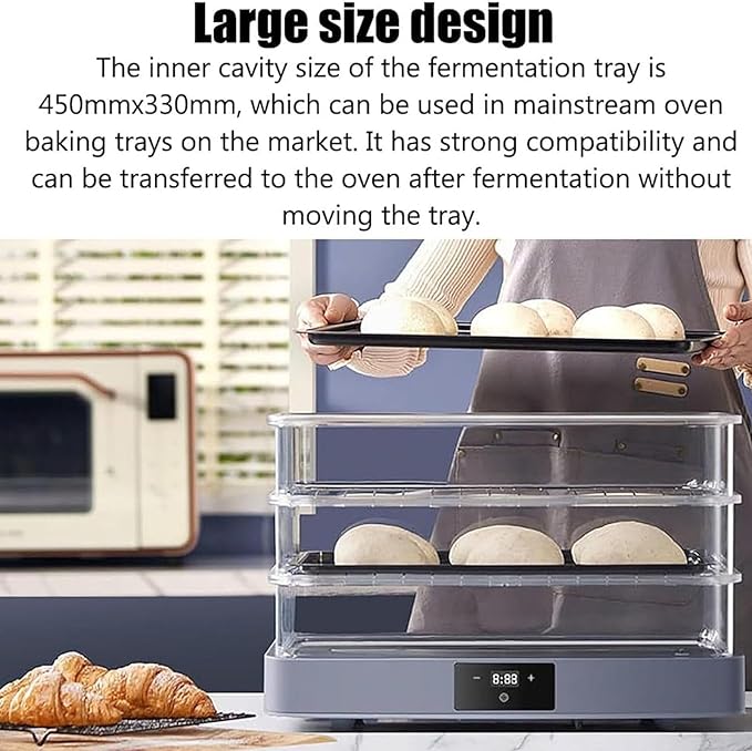 Electric Dough Proofer Machine - 40L Home Bread Proofing Box with Adjustable Temperature, Timing and Humidity Control for Even Fermentation - Perfect for Home Use