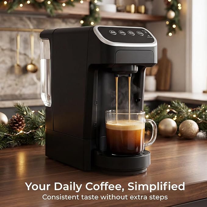 Coffee Machine – Compatible with Senseo Pods – Fast Brewing Single-Serve Coffee Maker with Rich Flavor Extraction, Crema Layer, Space-Saving Sleek Design, Barista-Quality Taste