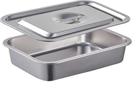 4 Inch Extra Deep Lasagna Baking Pan with Lid, 11x14 Inch 7.4QT Large Stainless Steel Nonstick Lasagna Baking Roasting Pans Casserole Dishes for Oven with Lids(M, 1 Pack)