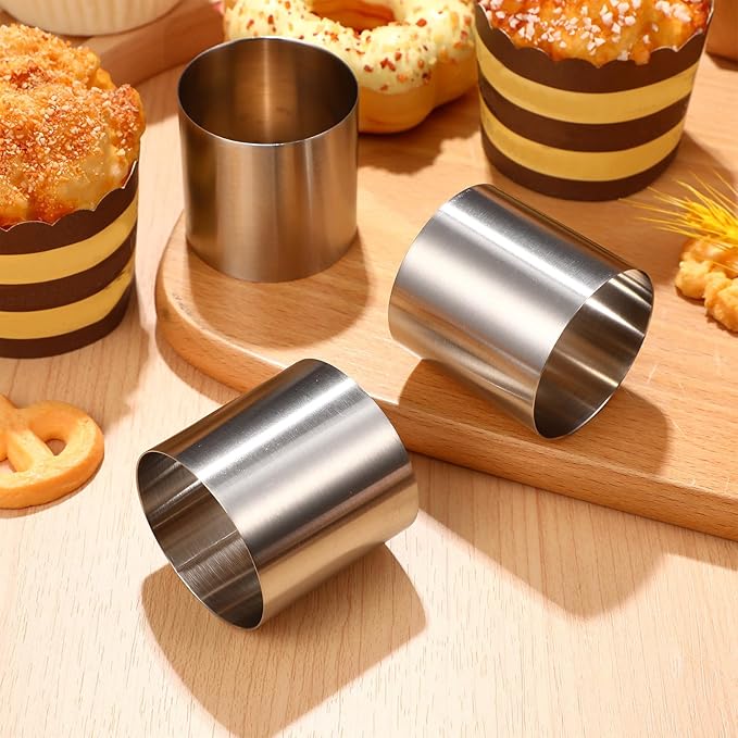 UPKOCH 16-Piece Stainless Steel Cake Ring Set - 2-Inch Mini Round Molds for Mousse, Sushi, Rice Balls, Non-Stick Baking Molds & Dessert Tools (Silver)