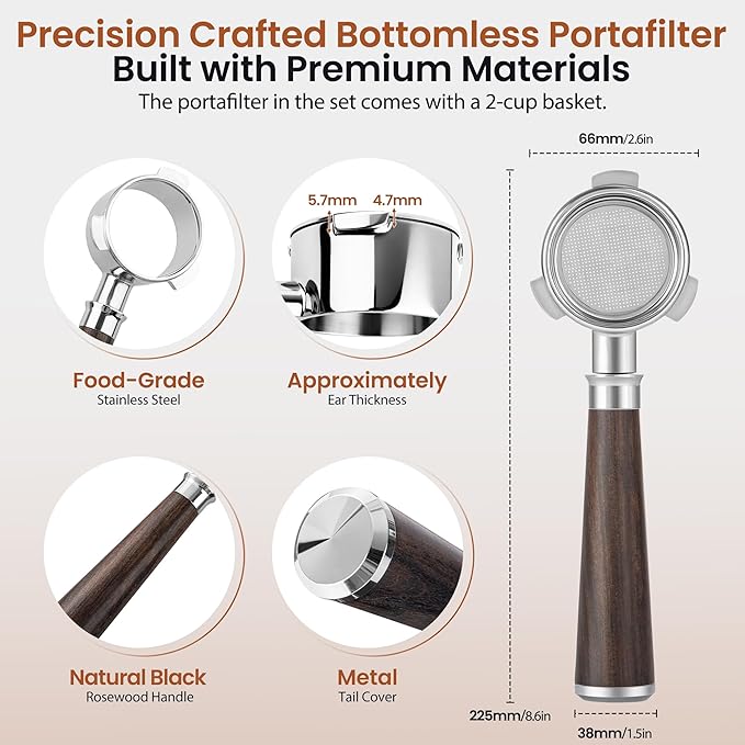 ShanSon Espresso Accessories Kit,7-in-1 54mm Compact Espresso Tamper Set: Espresso Tamper, Distributor, Bottomless Portafilter, Dosing Funnel,Station