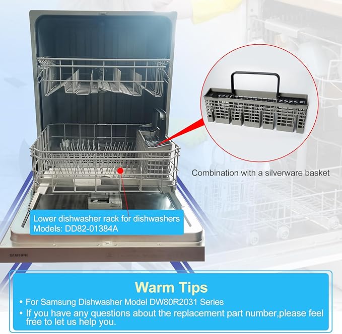 2026 Upgraded DD82-01384A Dishwasher Lower Dishrack （ Exact OEM Dimensions 22.5”x20.5” ）Assembly Replacement for Samsung Dishwasher Modle DW80R2031/DW80M2020 / DW80N3030 Series