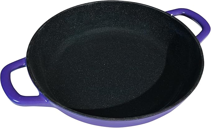 Braiser Enameled Cast Iron Braiser 2.25 qt Braiser Pan with Lid Purple Shallow Cast Iron Casserole Braiser Pan with Handels