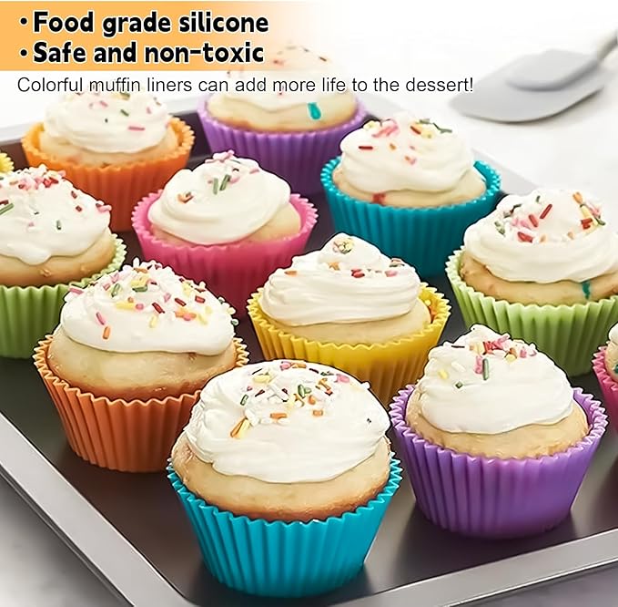Unokit Muffin Pan for Baking - 2PCS 12-Cup Regular Cupcake Pan with 24PCS Nonstick Cupcake Liners, Carbon Steel Muffin Tin for Oven, BPA Free and Dishwasher Safe