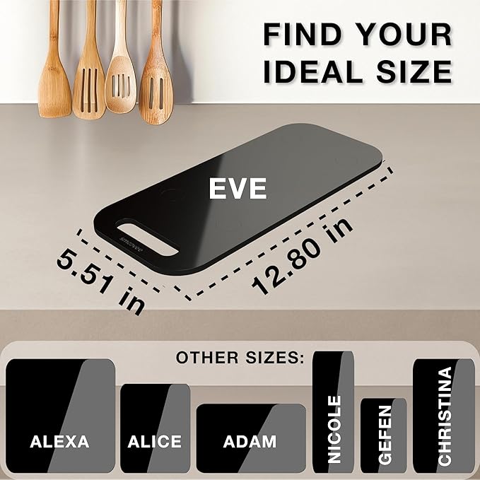 Smoovee - Sliding Surface - Eve Black 12.80 x 5.51 inch, Appliance Rolling Tray for Kitchen Appliances – 360° Wheels, Stainless Steel Hubs, Easy‑Clean Durable Tray
