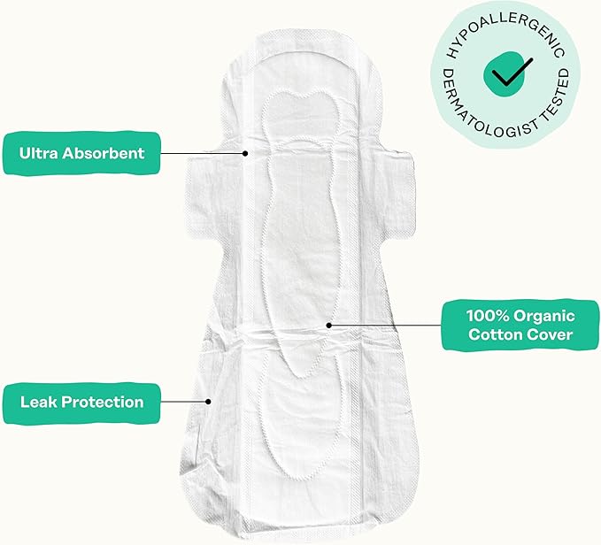 The Honey Pot Company - Herbal Sanitary Pads for Women - Heavy Flow Overnight w/Wings - Infused w/Essential Oils for Cooling Effect & Organic Cotton Cover - Feminine Care - 11 ct