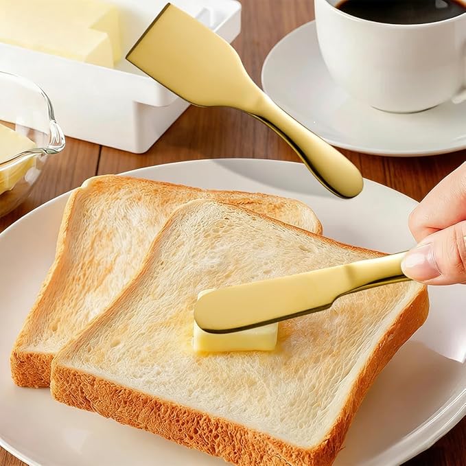 Gold Butter Knives Set 7 Pieces Stainless Steel Kitchen Utensils Gadgets includeButter Knife,Cheese Spreader,Cheese Forks, Cheese Slicer,Cheese Cutter,Cheese Knife,