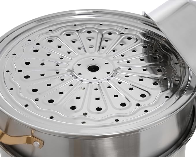 Stainless Steel Steamer Pots, Non-Stick Meat Vegetable Cooking Steam Pot Kitchen Steamer Cooker Dumpling Steamer Cookware Steaming Pots for Induction Cookers, Electric Ceramic Stoves (3-Tier, 32CM)