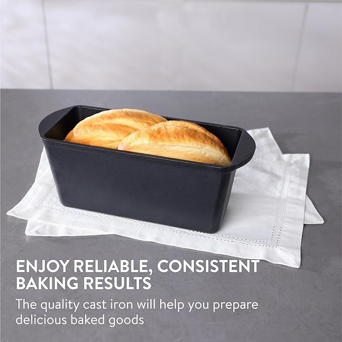 Navaris Enameled Cast Iron Bread Loaf Pan - 13.4" x 5.1"(34 x 13cm) Non-Stick Bread Baking Pan for Homemade Bread, Sourdough, Meatloaf, Cake, Oven Safe, Even Heat Distribution