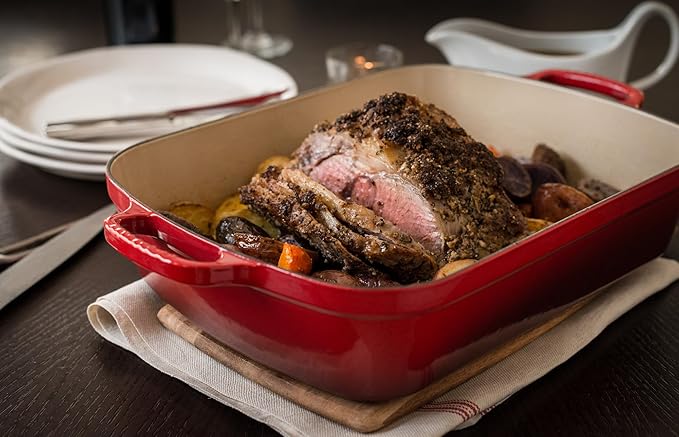 Le Creuset Enameled Cast Iron Signature Rectangular Roaster, 5.25 qt. (11.7" x 16.8"), White