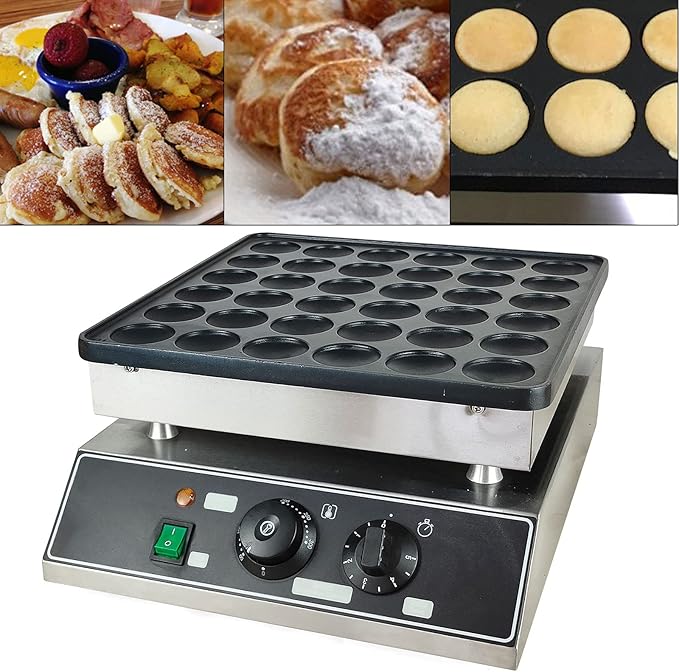 Mini Dutch Pancake Baker Maker, Commercial Electric Nonstick 36Pcs 1000w Poffertje Mini Pancake Maker Stainless Steel for Restaurants, Family, Cafes Shops