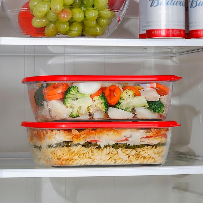 NUTRIUPS 9 x 9 Square Glass Baking Dish with Lid 2 Pack, 2.75QT LARGE and DEEP Baking Dish for Oven (Red, 2 Pack, 2.6L)
