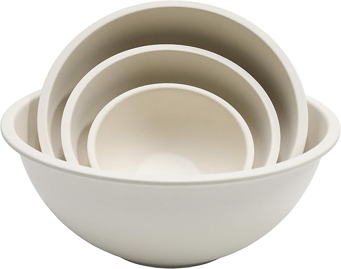 Chef Craft Eco Bamboo Fiber Mixing Bowl Set, 4 Piece, Natural