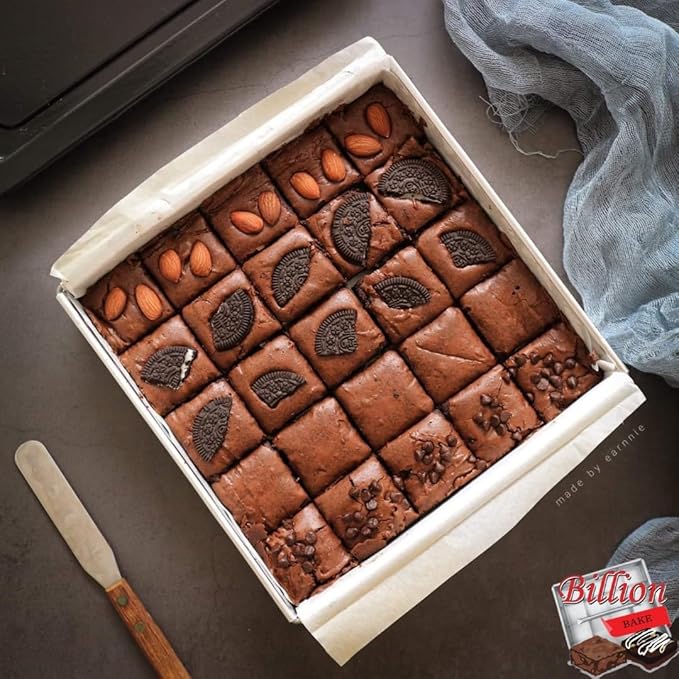 Brownie Cutter Stainless 100% 8,9,10,11,12 Inch Heavy duty Baking Pan or Slicer Ensures Perfect Crispy Edges baking pan Bakeware for Oven Baking Bakeware Cake portion cutter (9x9" Bekery Pan)