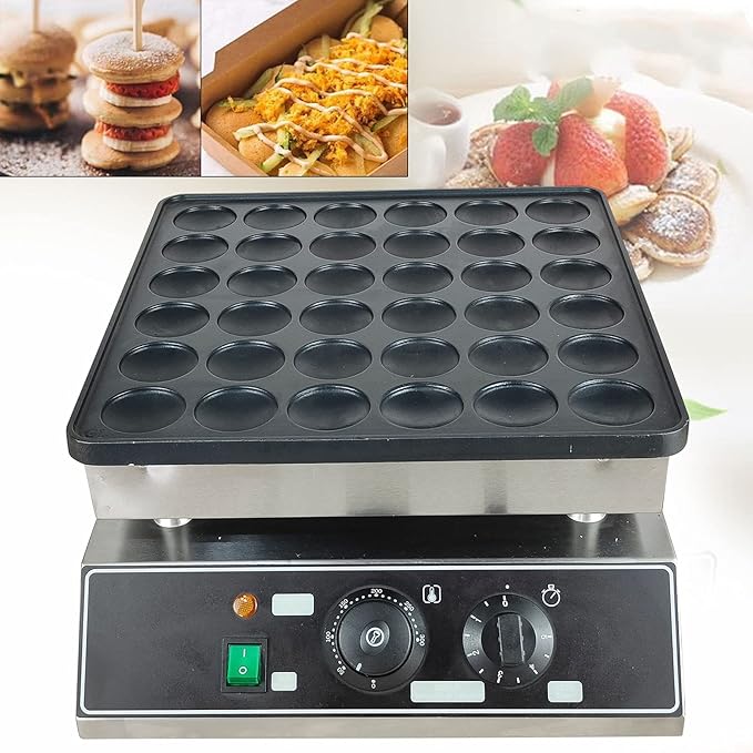 Mini Dutch Pancake Baker Maker, Commercial Electric Nonstick 36Pcs 1000w Poffertje Mini Pancake Maker Stainless Steel for Restaurants, Family, Cafes Shops