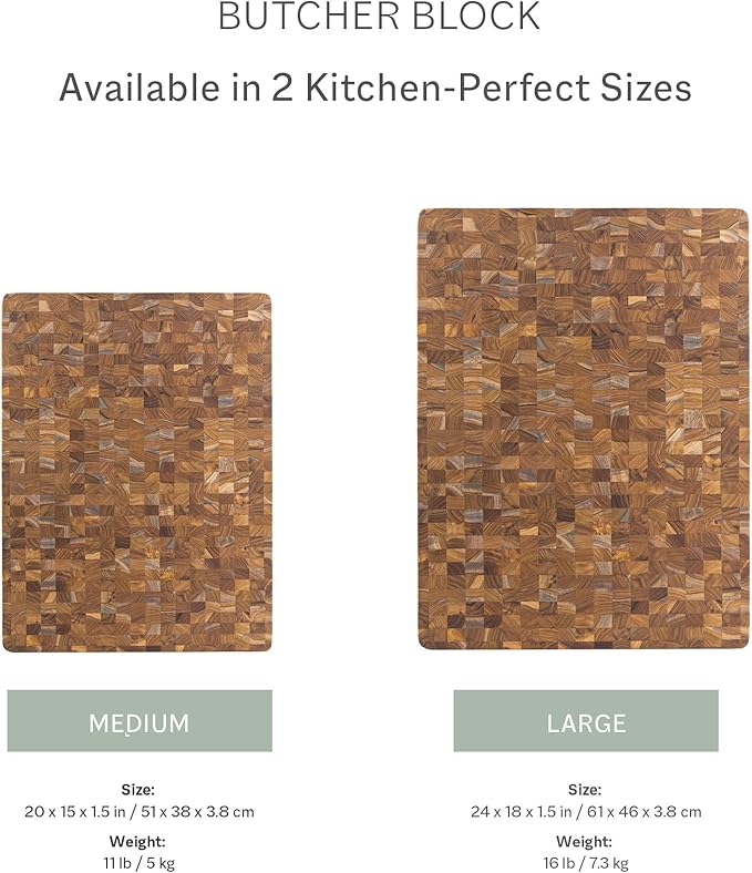 Teakhaus Butcher Block Cutting Board - Large Wooden Cutting Board - Holiday Gift Ideas for Men and Women - Gift-Ready End Grain Wood, Knife Friendly - FSC Certified