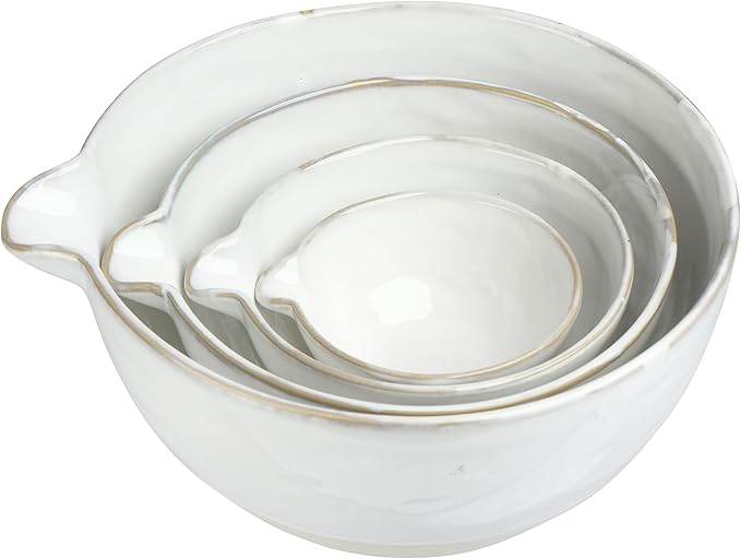 Stoneware White Batter Bowls (Set of 4)