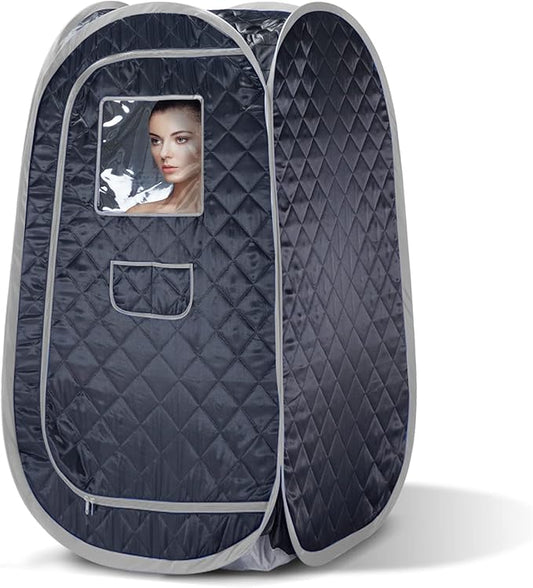 Smartmak Portable Steam Sauna Tent, Full Body Personal Home Spa, Lightweight Foldable Steam Room for Detox Therapy, Steamer NOT Included (L 31.5” * W 31.5” * H 55.2” BlackGrey)