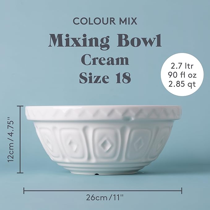 Mason Cash Color Mix S18 (2.85 Qt) Mixing Bowl | Cream