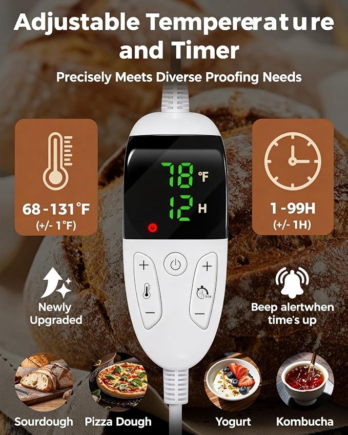 Foldable Bread Proofing Box, 36L Electric Dough Proofer, with 99H Timer & 68–131℉ Precision Temperature Control for Sourdough Starter, Home Bread Maker Cabinet for Pizza, Yogurt, Chocolate