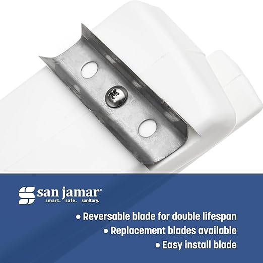 San Jamar Cutting Board Refinisher Cutting Board Scraper with Grooved Handle for Kitchen and Restaurants, Plastic, 6.5 x 2.5 Inches, White