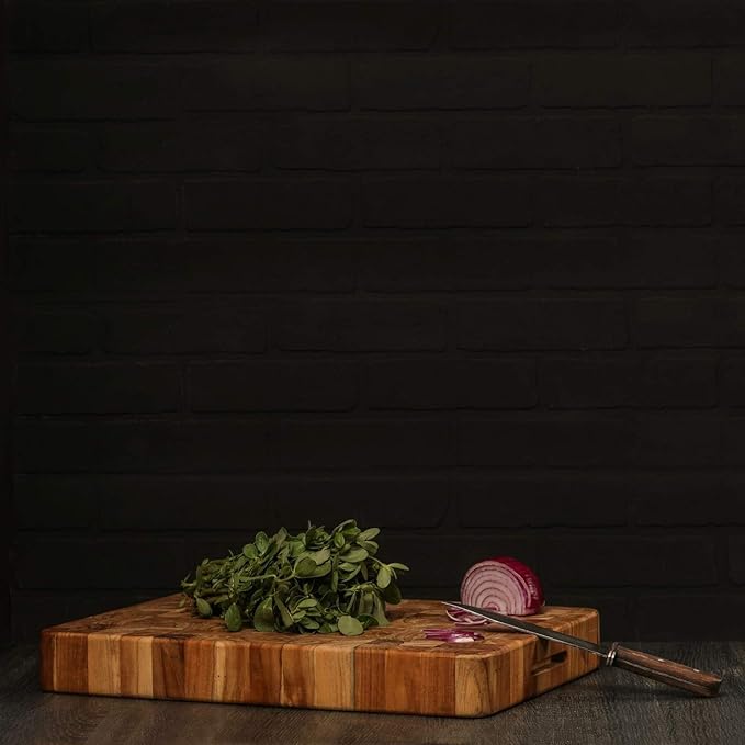 Teakhaus Butcher Block Carving Board - Medium Thick Cutting Board with Juice Groove - Holiday Gift Ideas for Men and Women - Gift-Ready End Grain Wood, Knife Friendly - FSC Certified