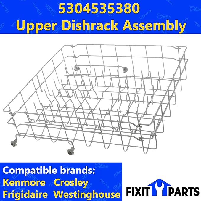 US-Based Supplier – 5304535380 Upper Dishrack Assembly Compatible With Kenmore Frigidaire Crosley Westinghouse Dishwasher Replaces 5304498202 5304517201 154331502 5304498220 5304517202 and more