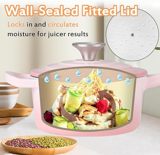 Enameled Cast Iron Sauce Pan, 1 Quart Enameled Saucepan with Lid, Mini Dutch Oven Enamel Saucepan for Cooking Pasta Sauce, Gravy, Puddings, Marinate, Boiling (Gradient Pink)