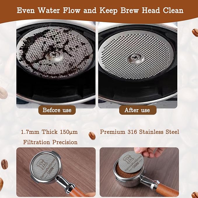 58mm Espresso Tamper Kit - Spring-loaded Coffee Tamper, Adjustable Depth Espresso Distributor Leveler, Magnetic Dosing Funnel Aluminum Metal, Reusable Puck Screen, Fit for 58mm Portafilters