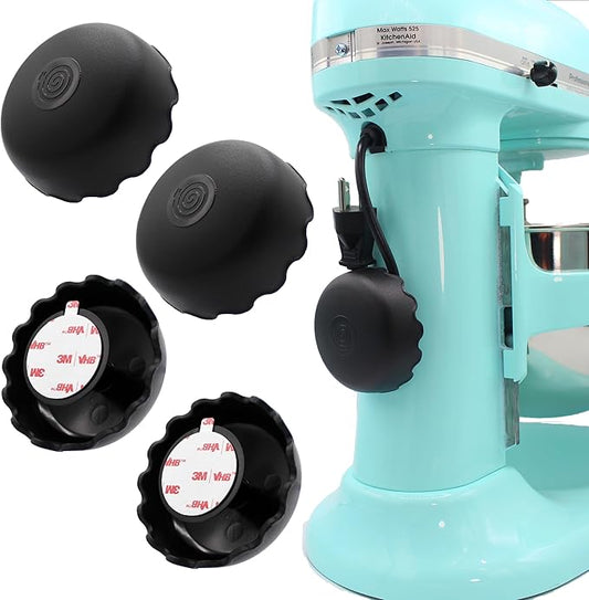 4-Pack Patented Heat-Resistant Cord Organizer for Appliances, Kitchen, Computers & More | Stick-On Cord Wrappers with Flexible Base, Secure Scalloped Edge, Black (3 x 1.5 Inches)